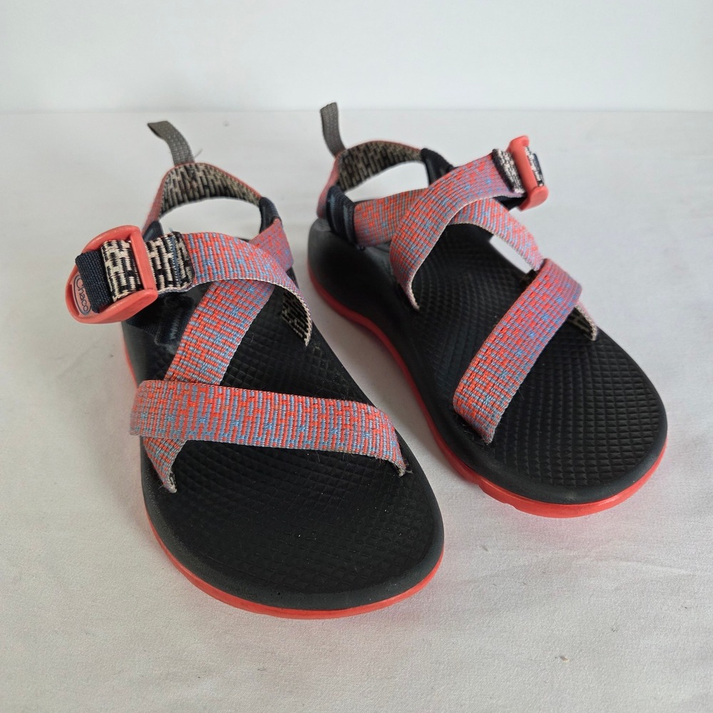 Chaco Kids Z1 Ecotread Sport Sandals Coral Blue Patterned Straps Size 1